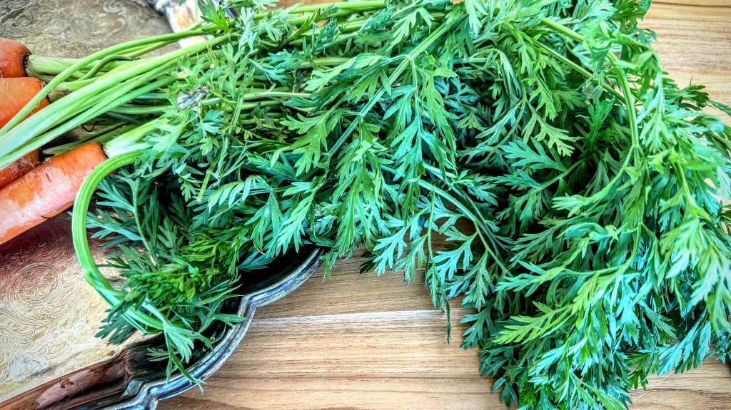 Carrot Top Pesto with Walnuts and Roasted&nbsp;Garlic