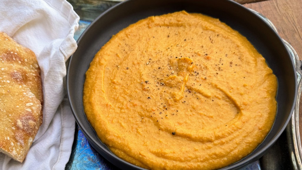Thick and Creamy Roasted Butternut Squash Soup with Parsnips and Carrots